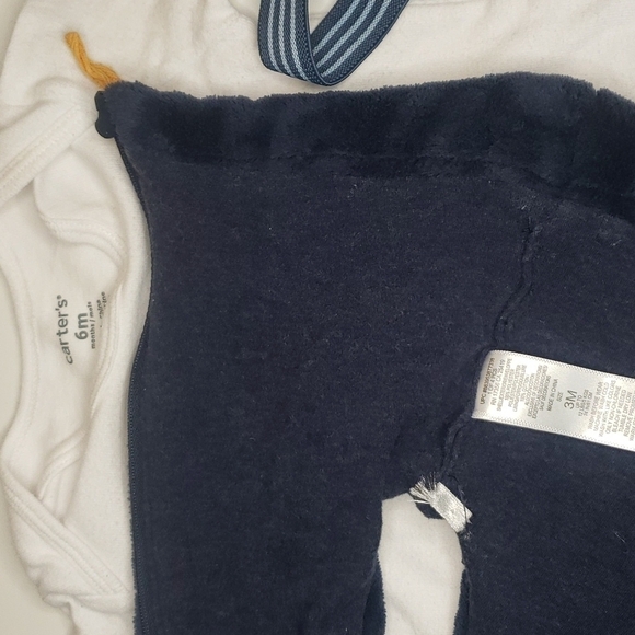 5/$30 CARTER'S Bodysuit + Stretch Suspenders + Fleece Plush Vest Zip Up - Picture 4 of 4